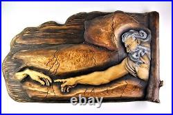 Creation of Adam Wood Carved handmade Picture from 120-year-old wood