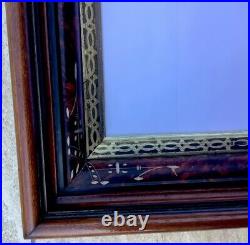 Eastlake Victorian Antique Deep Well Wood Frame Gilted Gold Mirror Carving Ornat