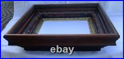 Eastlake Victorian Antique Deep Well Wood Frame Gilted Gold Mirror Carving Ornat