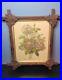 French Antique Botanical Print Ornated Wood Frame Carved 11.5 x 9.5 Rose