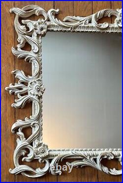 French Provincial Barbola Floral Wall Mirror Vintage Wood Picture Frame 20x28
