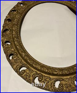 GORGEOUS Antique Oval Cutout Solid Wood Gold Gilt Frame Hand Carved 23 x 26