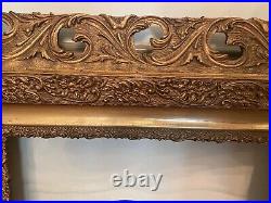 Gorgeous Antique Hand Carved Gilt Wood Picture Frame 28 x 2 1/2 x 31 1/2