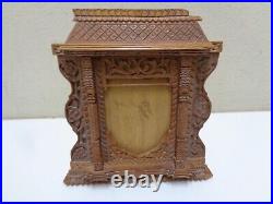 Gorgeous Antique Wooden Hand Carved Tramp Art Picture Frame Fits 6.5 x 4 1/8