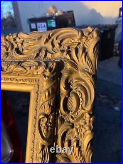 Gorgeous vintage gold colored carved picture art frame PRETTY 28.5/24.5 art20/16