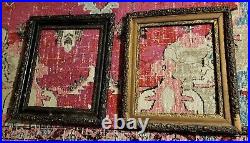 Gothic carved wood matched set pair 22x26 oversize chic antique picture frames