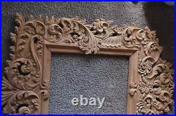 Hand Carved wood Ornate Floral Baroque style Picture Mirror Frame