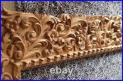 Hand Carved wood heavy Wide Ornate Floral Baroque Picture Mirror Frame 73x45 in