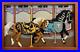 Handmade Carved Wood Carousel Horses Wall Hanging Picture Wood Framed Jewels