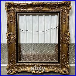 Hollywood Regency Solid Wood Carved Ornate Picture Frame 20x24 Victorian Gold