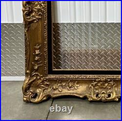 Hollywood Regency Solid Wood Carved Ornate Picture Frame 20x24 Victorian Gold