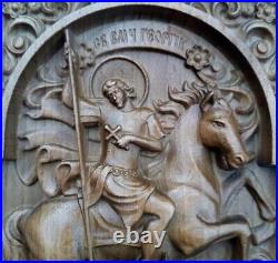 Icon Saint George and the Dragon 3D Art Orthodox Wood Carved Icon Picture 15