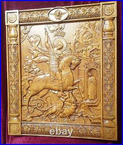 Icon Saint George and the Dragon 3D Art Orthodox Wood Carved Icon Picture 21