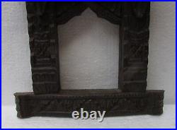 Indian Jharokha Frame Wood Carving Embossed Painted Camel Carved Picture Frame