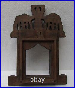 Indian Jharokha Frame Wood Carving Embossed Painted Camel Carved Picture Frame