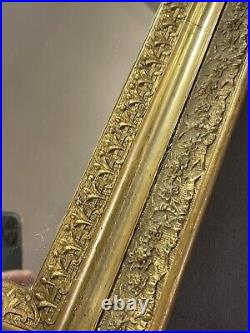 LARGE Antique Victorian Period Gilt Carved Wood & Gesso Frame with Mirror