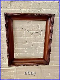 LARGE Deep Antique Victorian Walnut Hand Carved Picture Frame Tree Branch / Log