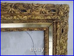 Large Antique Carved Wood Picture Frame Ornate Gilt See Details 32 x 38