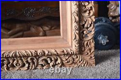 Large Hand Carved wood Ornate Floral Baroque style Picture Mirror Frame 41x 33IN