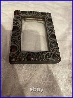 Mini 2.5x3.5 Dark Wood Relief Frame Carved 1900s Vintage Antique Small