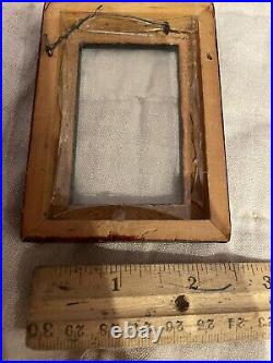 Mini 2.5x3.5 Dark Wood Relief Frame Carved 1900s Vintage Antique Small