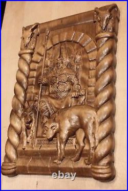 ODIN AND WOLVES Wooden carved picture 3D painting art 12 size