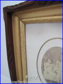 Old Deep Thick Detailed Wood Carved Frame Young Children Picture Mirror Artwork
