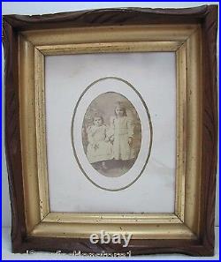 Old Deep Thick Detailed Wood Carved Frame Young Children Picture Mirror Artwork