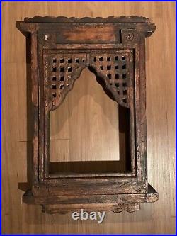 Old Ornate Hand Carved Wood Picture Frame India Far East