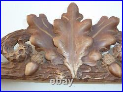 Old Ornately Oak Leaves, Acorns Carved Black Forest Picture Frame