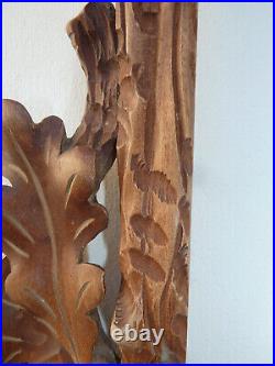 Old Ornately Oak Leaves, Acorns Carved Black Forest Picture Frame