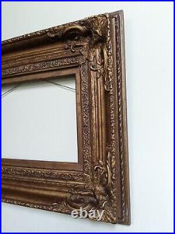 Ornate Baroque Style Carved Wooden Frame Antique Bronze Finish 28x24
