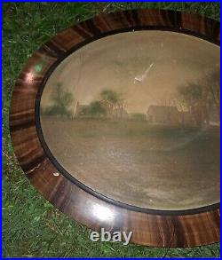 Oval Carved Wood Convex Bubble Picture Frame25 x 20 FARM 1920s 1930s 1940s