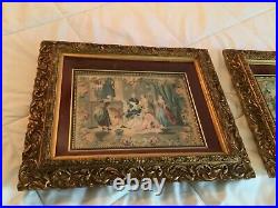 PAIR deep MATCHING ANTIQUE VICTORIAN GILT GESSO Leaf CARVED WOOD PICTURE FRAMES