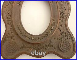 Pair Antique 19th C. Wood Carved Frames with Porcelain Plague Inserts