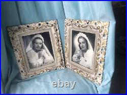 Pair French Gold Antique Wood Frames Carved Gilt Picture 2 Matching Wall Hung