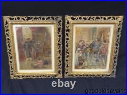Pair Ornate Gold Gilt Carved Wood Picture Frames 15 x 17 3/4 The Great Operas