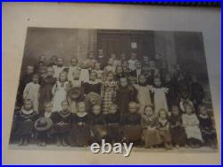 Picture Frame Tramp Folk Art Wood Carved School Class Photo Antique German #M