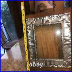 RARE Vtg Silver & Carved Wood REGALOS FRANCIS Picture Frame Hand Made in Mexico