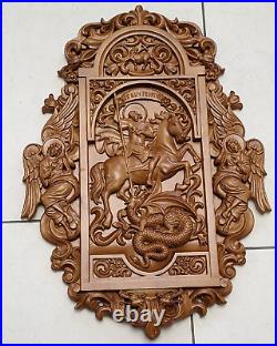 Saint George Wood Carved Orthodox Icon Picture 20 Gifts for mom