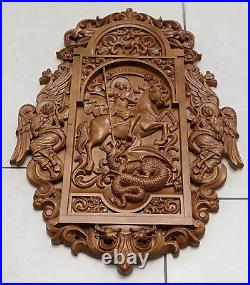 Saint George Wood Carved Orthodox Icon Picture 20 Gifts for mom