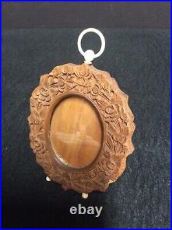Small Antique Carved Wood Oval Picture Frame