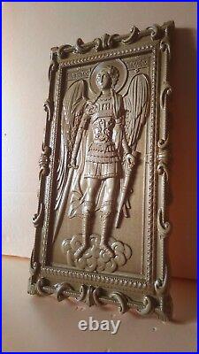 St Michael the Archangel. Wood Carved picture. Gift for him, gift for mom