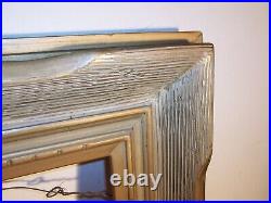 Unusual Combed Design Antique Carved Wood Gold Picture Frame