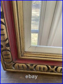 VINTAGE HAND CARVED GILDED / RED WOOD FRAME FOR PAINTING 10 X 8 INCH (c-40)