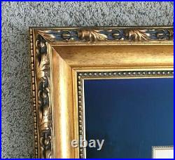 VTG Gold Gilt Red Lacquer Leaf Carved Wood Picture Art Frame UV Glass 33x29'