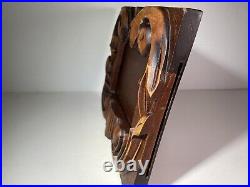 VTG Tramp Folk Art Hand Carved Thick Handmade Wood Floral Picture Frame AS IS