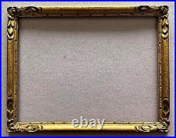 Vintage 10 3/4x13 1/2 Art Nouveau gold leaf carved solid wood frame 1905 + glass