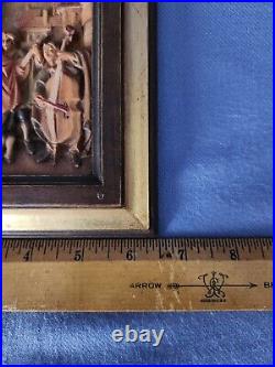 Vintage Anri Wood Carved Carl Spitzweg Musicians Orchestra Framed Picture Italy