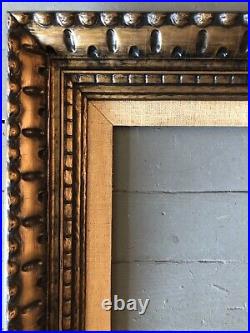 Vintage Carved Wood Mid Century Modernist Picture Frame Linen Liner 11 X 14